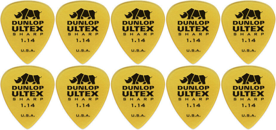 10 x Jim Dunlop Ultex Sharp 1.14MM Gauge Guitar Picks 433R Plectrums, Pack