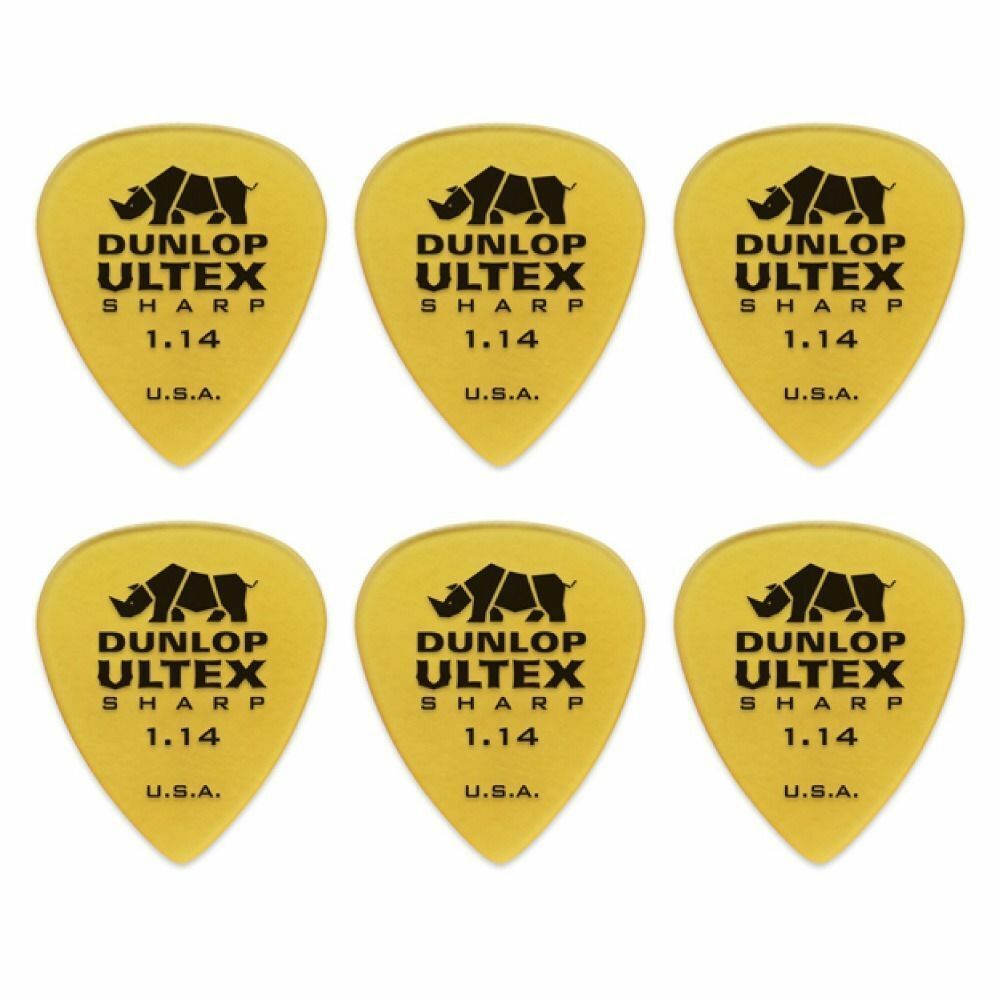 6 x Jim Dunlop Ultex Sharp 1.14MM Gauge Guitar Picks 433R Plectrums, Pack