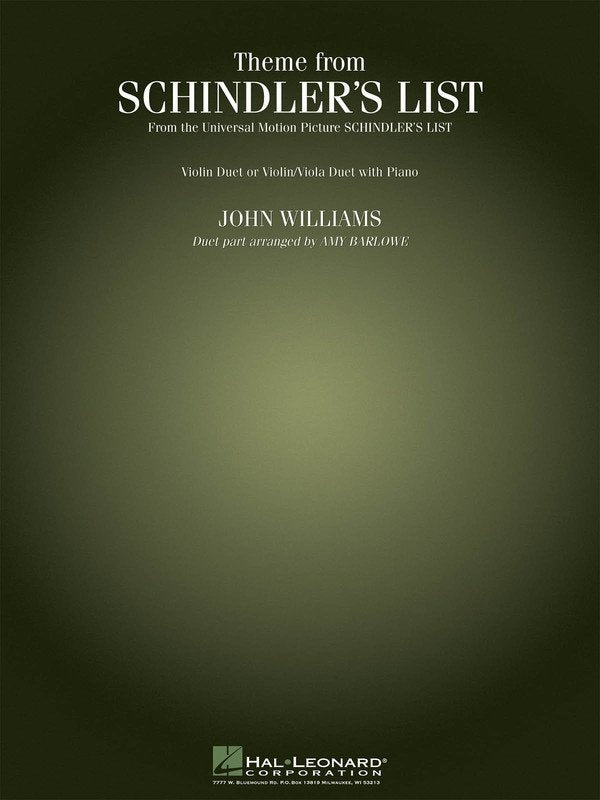 Theme From Schindlers List Violin Duet/Piano (Hal Leonard)