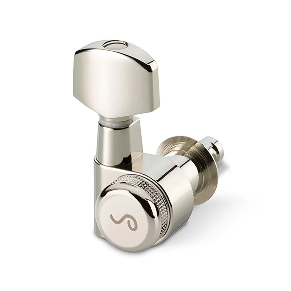 Schaller M6-PIN Rearlocking Machine Heads - 6-in-Line, Nickel, Locating Pin Model, 1:16 Gear Ratio