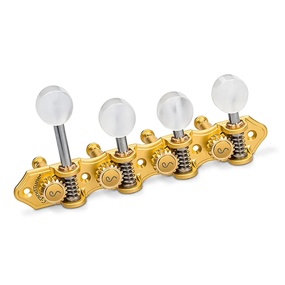 Schaller GrandTune F-Style Mandolin Tuning Machine Satin Gold Pearl 1:18 Gear Ratio