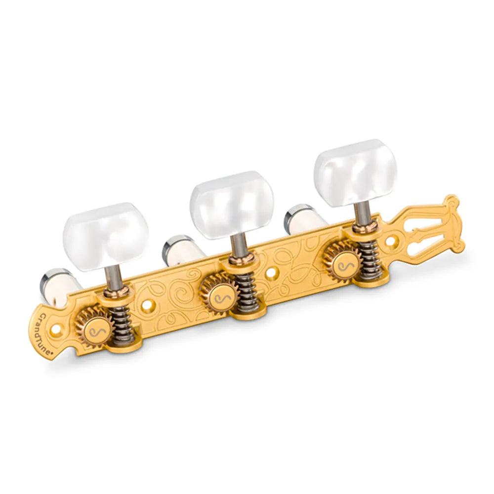 Schaller GrandTune Classic Lyre Satin Gold with PWS Deluxe White Rollers - 1:18 Gear Ratio, Maintenance-Free, Various Finishes and Styles