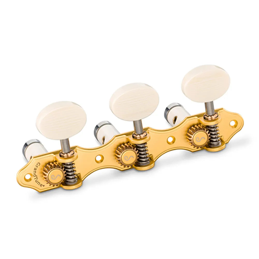 Schaller GrandTune Classic Hauser Satin Gold Deluxe White Rollers Machine Heads