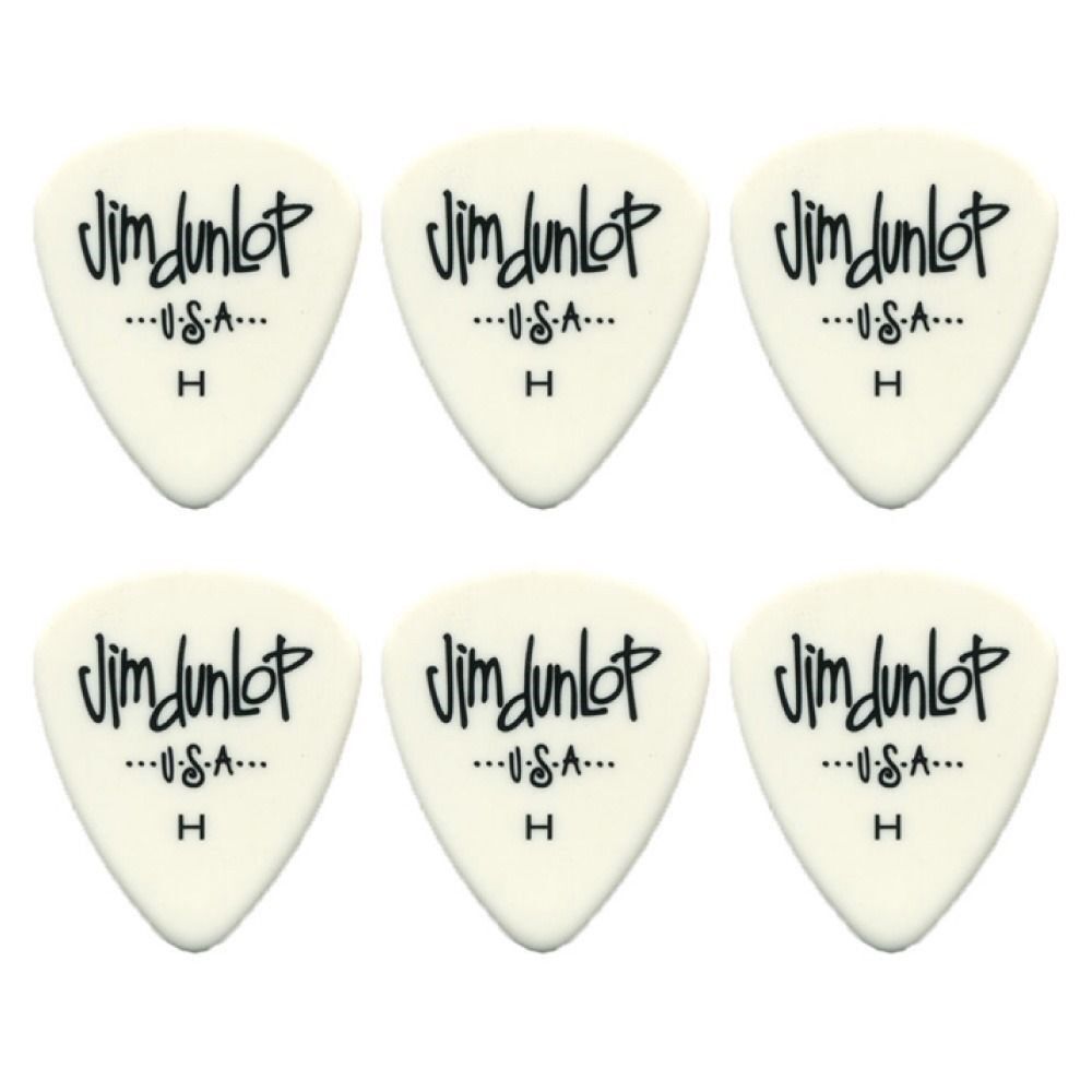 6 x Jim Dunlop Poly Heavy Guitar Picks White 479RHV