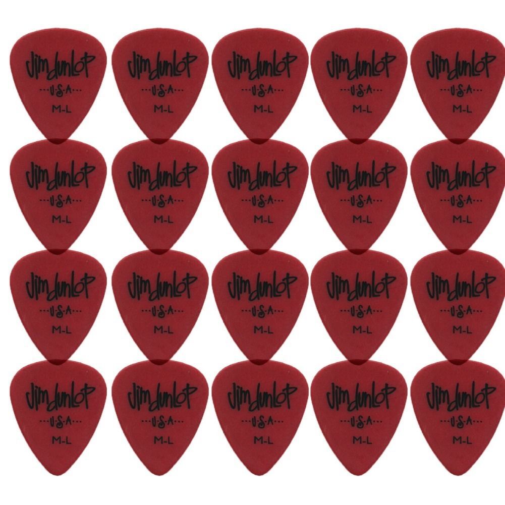 24 x Jim Dunlop Poly Medium Light Gauge Guitar Picks 479RML Plectrums Red
