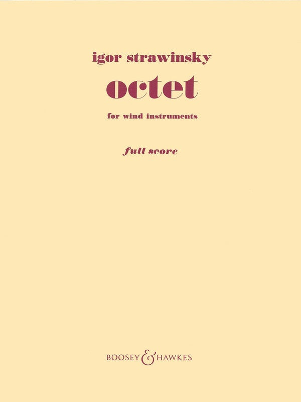Stravinsky - Octet For Winds Full Score Rev 1952