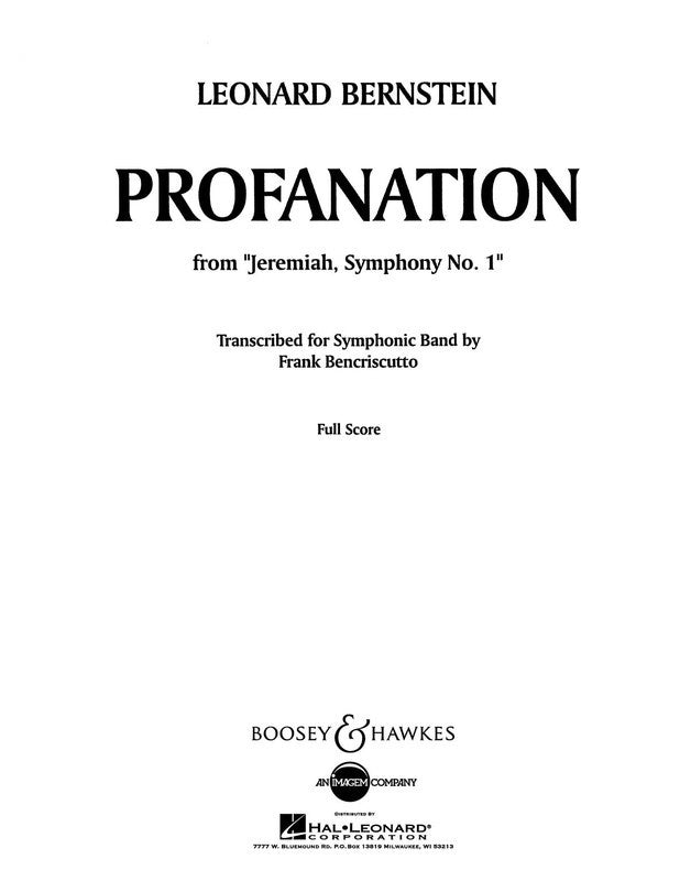 Bernstein - Profanation Score/Parts