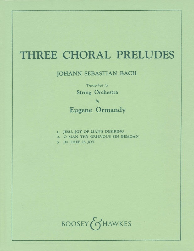3 Chorale Preludes Orch Sc And Parts