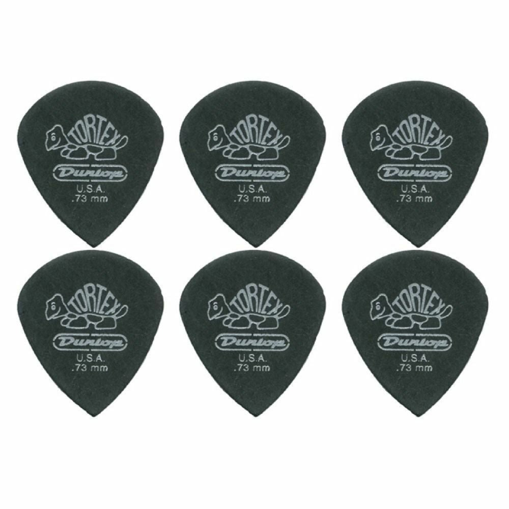 6 x Jim Dunlop Tortex Jazz 3 Pitch Black .73mm Guitar Picks III Free Post