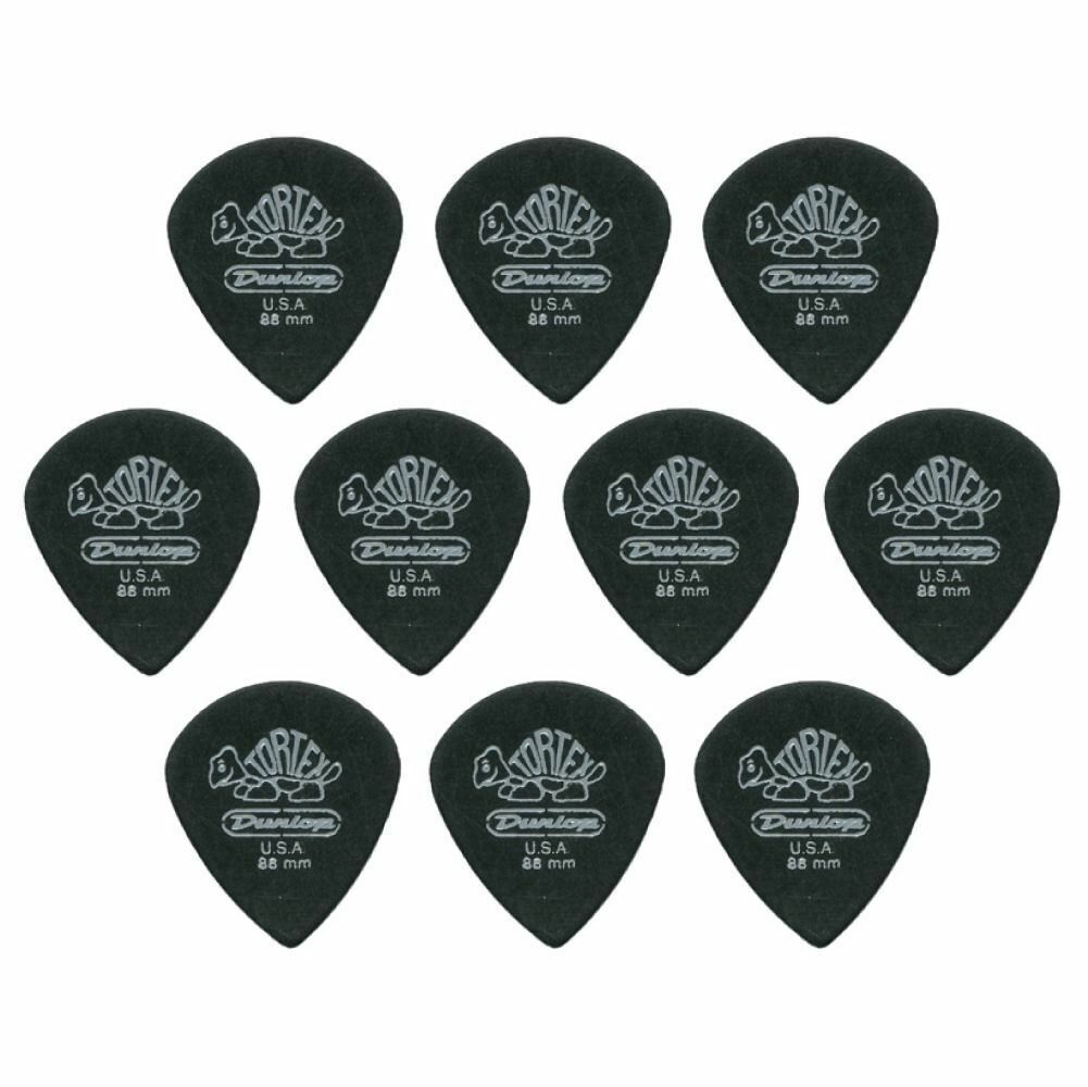 10 x Jim Dunlop Tortex Jazz 3 Pitch Black .88mm Guitar Picks III Free Post
