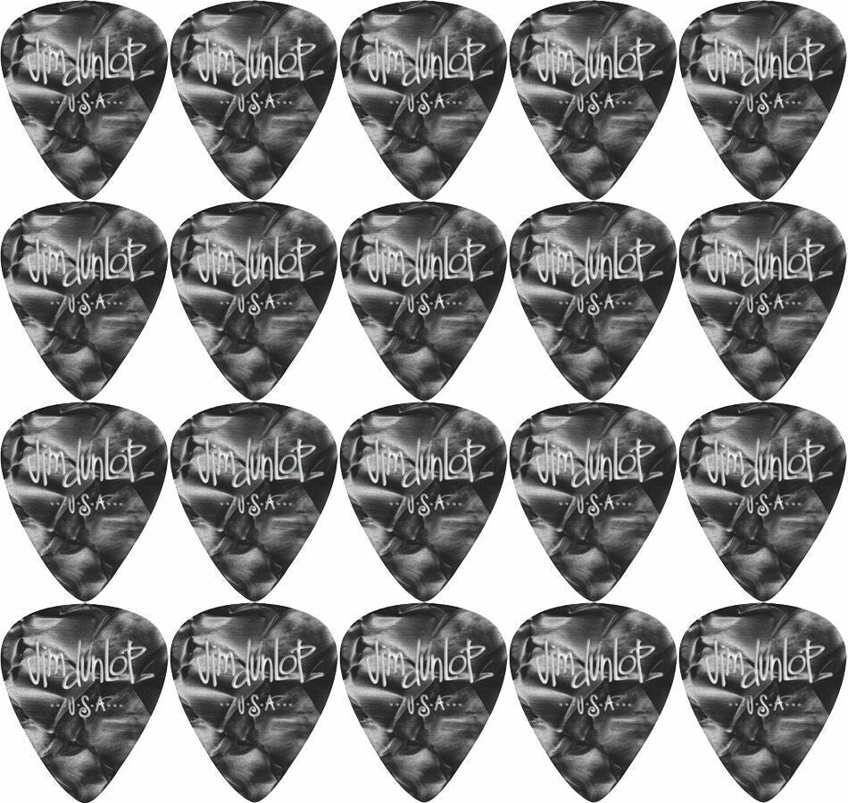 20 x Jim Dunlop Celluloid Black Pearloid Extra-Heavy Gauge Guitar Picks *NEW*