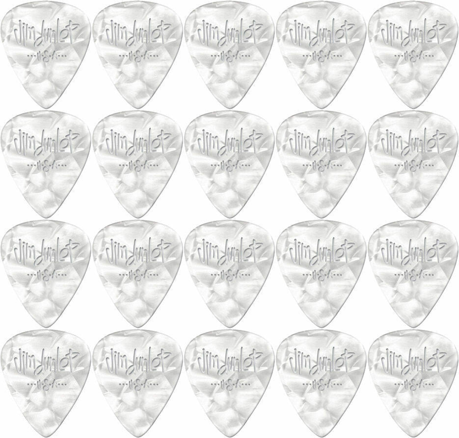 20 x Jim Dunlop Celluloid White Pearloid Extra-Heavy Gauge Guitar Picks *NEW*