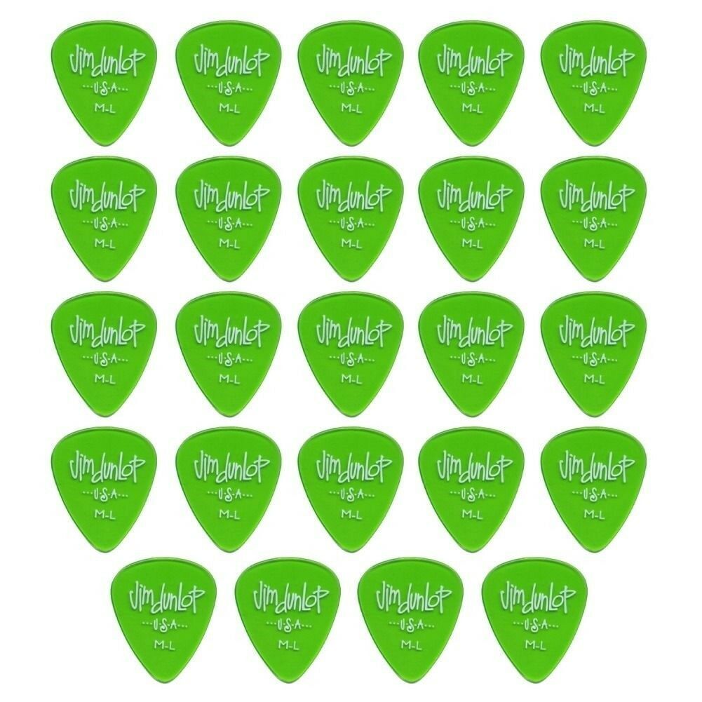 24 x Jim Dunlop Gels Medium Light Gauge Guitar Picks USA Cheap Pack Green