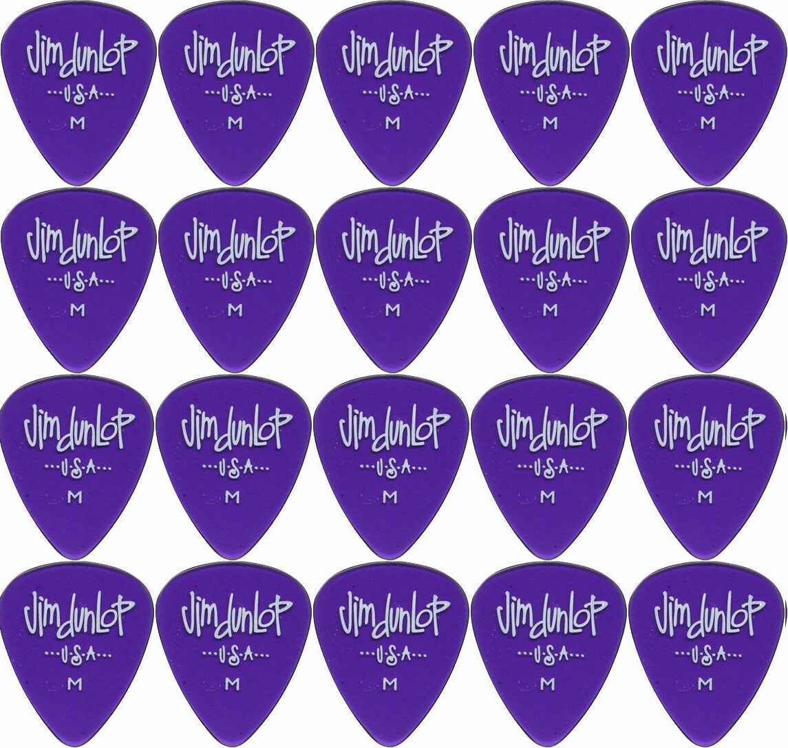 20 x Jim Dunlop Gels Purple Medium Gauge Guitar Picks USA Bulk Pack