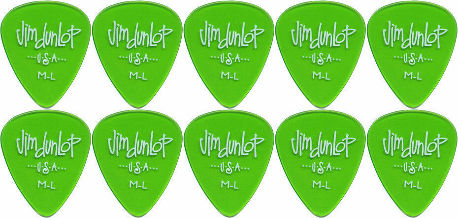 10 x Jim Dunlop Gels Green Medium Light Gauge Guitar Picks USA Cheap Pack