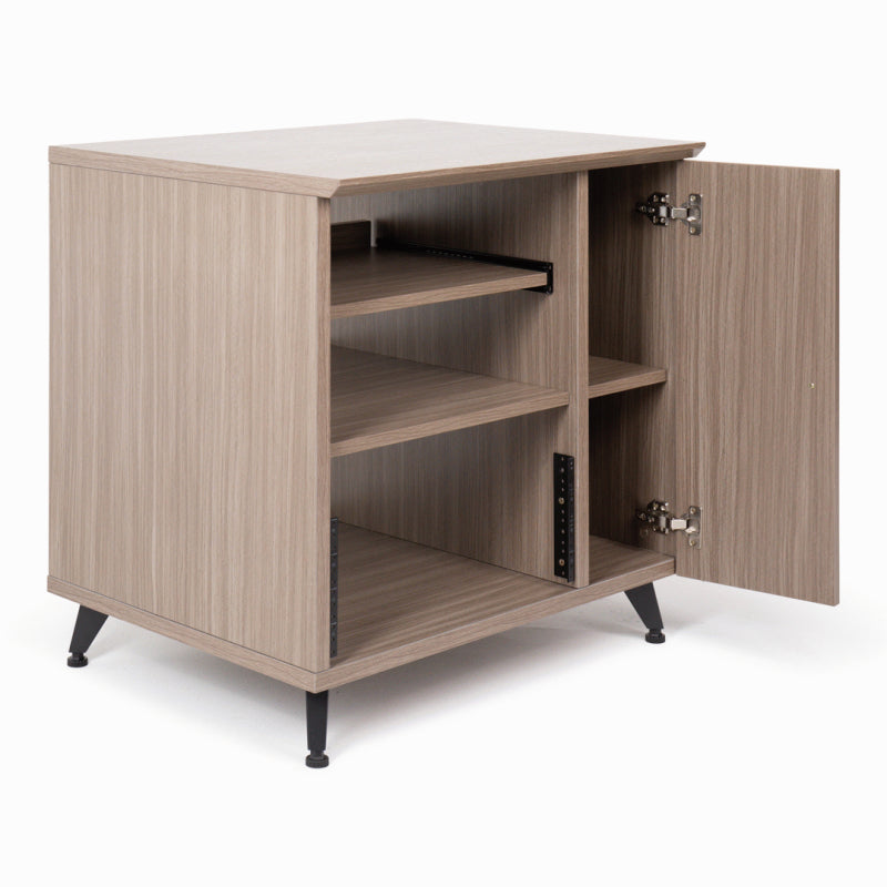 Gator GFW-EliteSideCar-GRY Elite Studio Sidecar Rack with Configurable Rack Space & Shelf in Driftwood Black — view 4