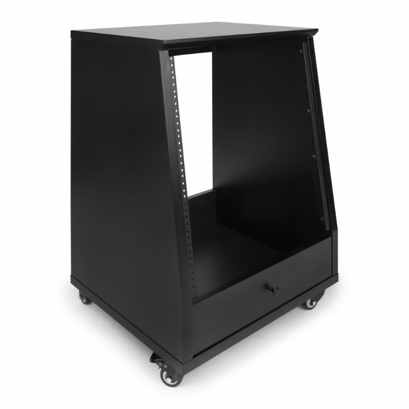 Gator GFW-ELITESTUDIORK12-BLK 12U Angled Studio Rack with Locking Casters — view 2