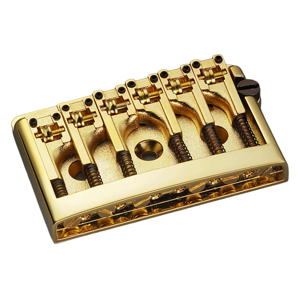 Schaller 3D-6 Gold Guitar Bridge - 12120500, Adjustable Height, Intonation, String Spacing, Roller Saddles, Pure Sound Brass, for Electric Guitars