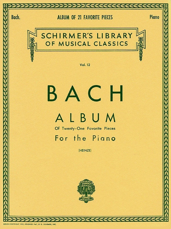 Bach - Album Of 21 Favourite Pieces For Piano (Softcover Book)