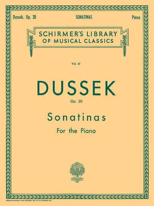 DUSSEK - 6 Sonatinas Op. 20 for Piano Solo, 40 Pages, Publisher: G. Schirmer, Inc.