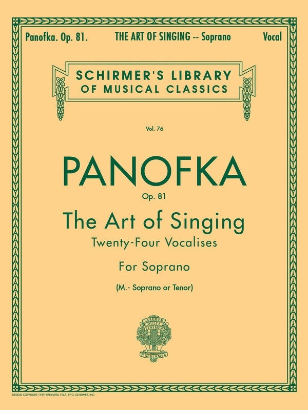 Schirmer - Panofka - The Art Of Singing Op 81 Soprano