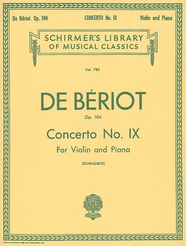 Beriot Concerto 9 Op104 Lib.782 Violin/Piano