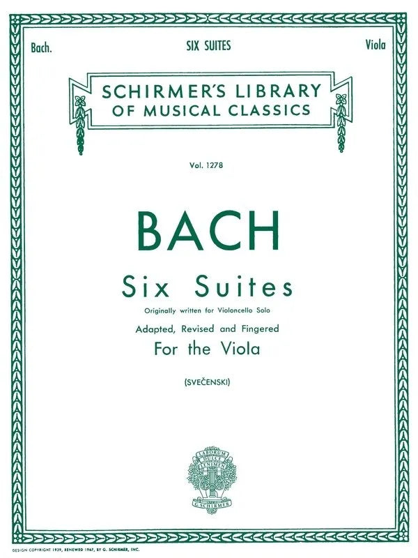 BACH - 6 Suites for Viola Solo, G. Schirmer Inc., 56 Pages