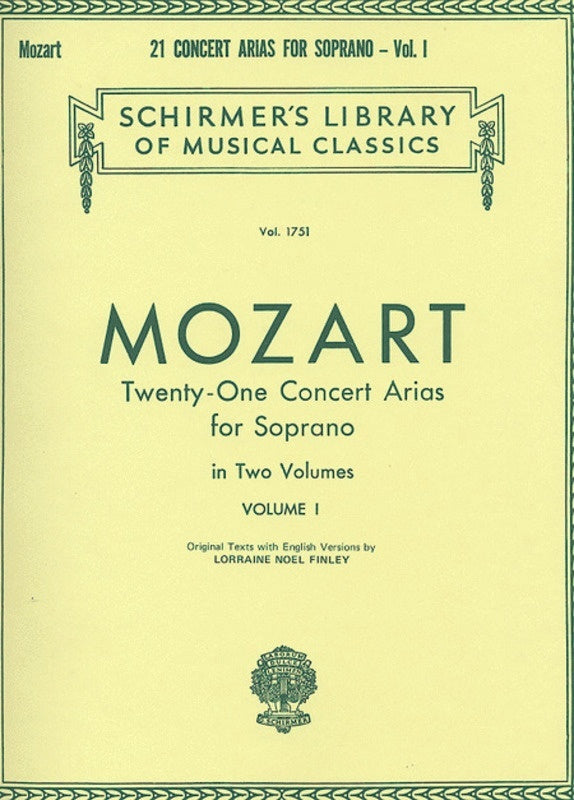 Schirmer - Mozart 21 Concert Arias Soprano Book1