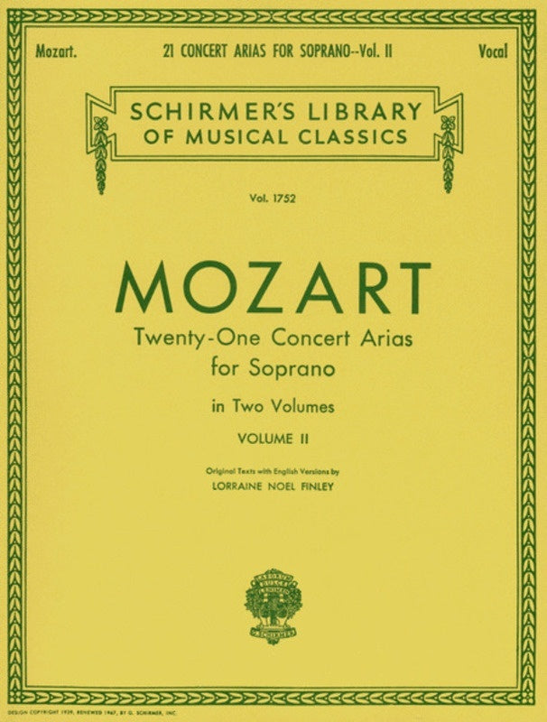 Schirmer - Mozart 21 Concert Arias Soprano Book2