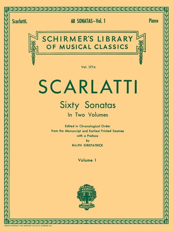 Scarlatti - 60 Sonatas Vol 1 for Piano, Ed. Kirkpatrick, G. Schirmer, Inc., 132 Pages