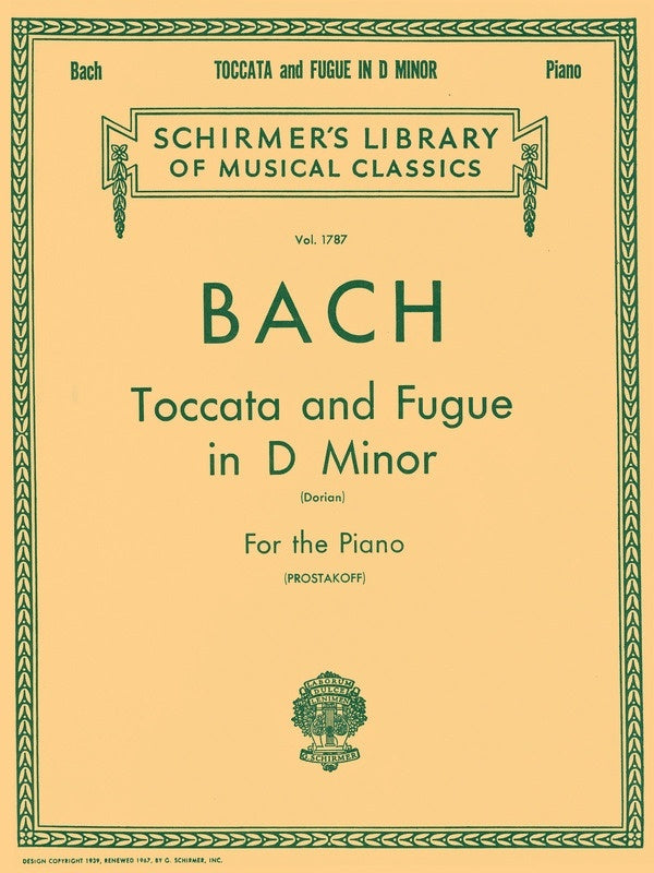 Schirmer - Bach - Toccata And Fugue D Mimor Bwv538 Piano