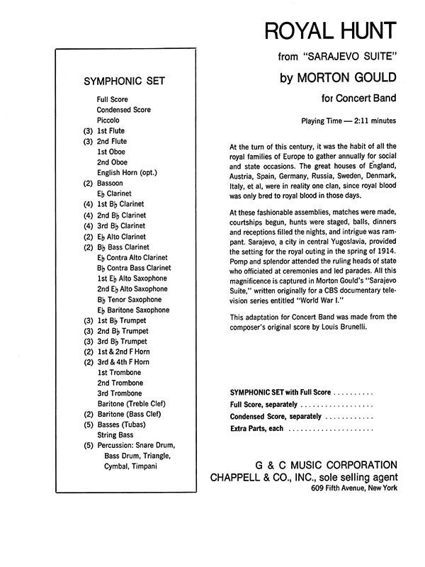 Schirmer - Gould - Royal Hunt Concert Band 4-5 Score/Parts