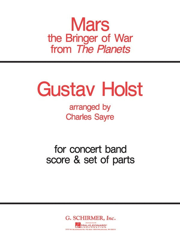 Schirmer - Holst - Mars From The Planets Concert Band 4-5 Score/Parts