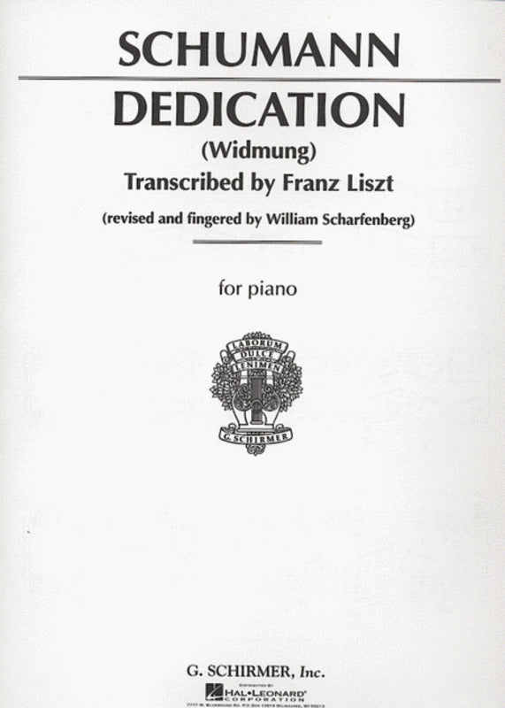Schumann - Dedication (Windmung) Piano Arr Liszt (Softcover Book)