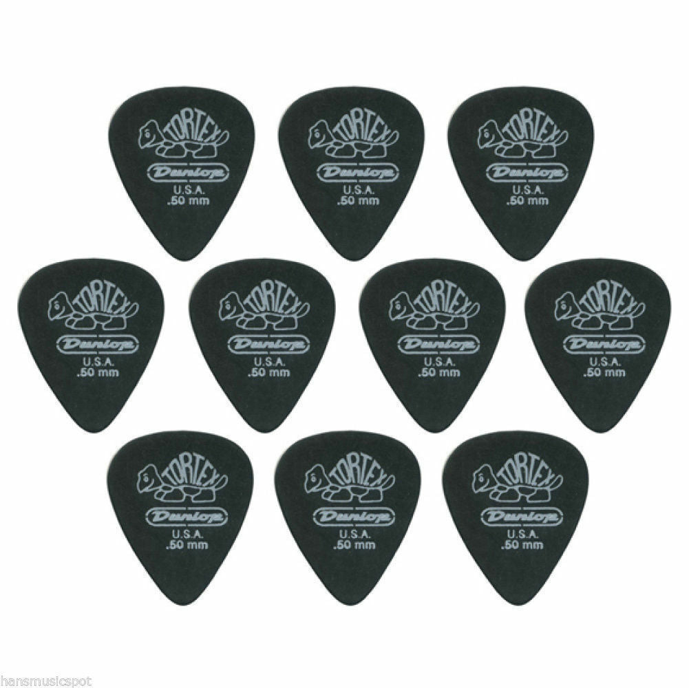 10 x Jim Dunlop Tortex Pitch Black 0.50mm Guitar Picks NEW Free Postage 488R