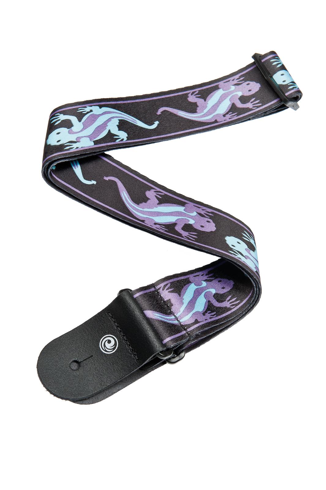 Planet Waves Woven Guitar Strap, Purple & Green Lizards