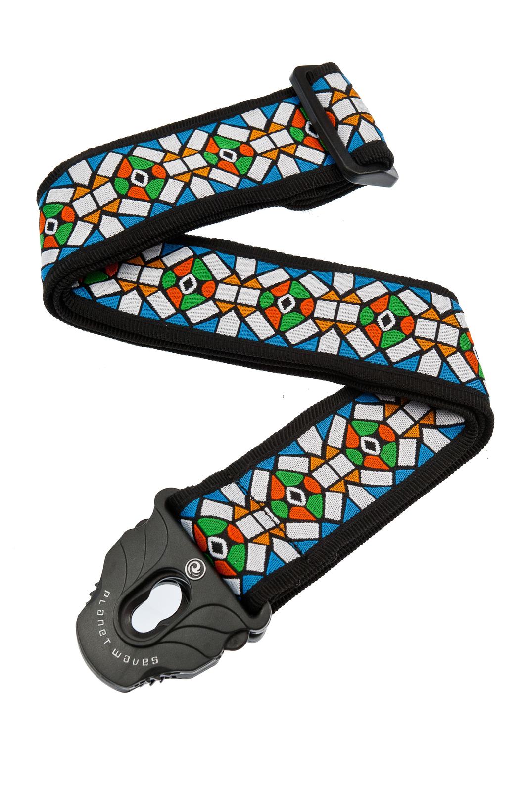 Planet Waves Planet Lock Guitar Strap, Stained Glass