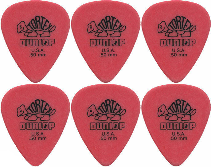 6 x Jim Dunlop Tortex Standard .50MM Gauge Guitar Picks 418R Red