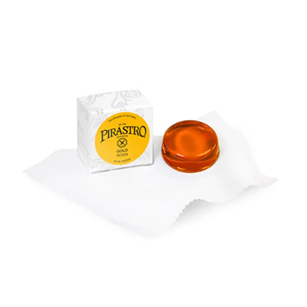 Pirastro Gold Violin Rosin, Medium-Hard, Orange, Crimped Cloth, Square Box, Ideal for Gold Gut Strings