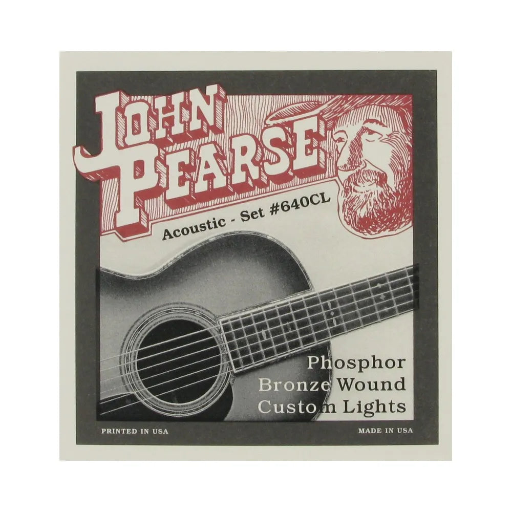 John Pearse 640CL Phosphor Bronze Acoustic Guitar Strings 12-55 Light Medium Custom