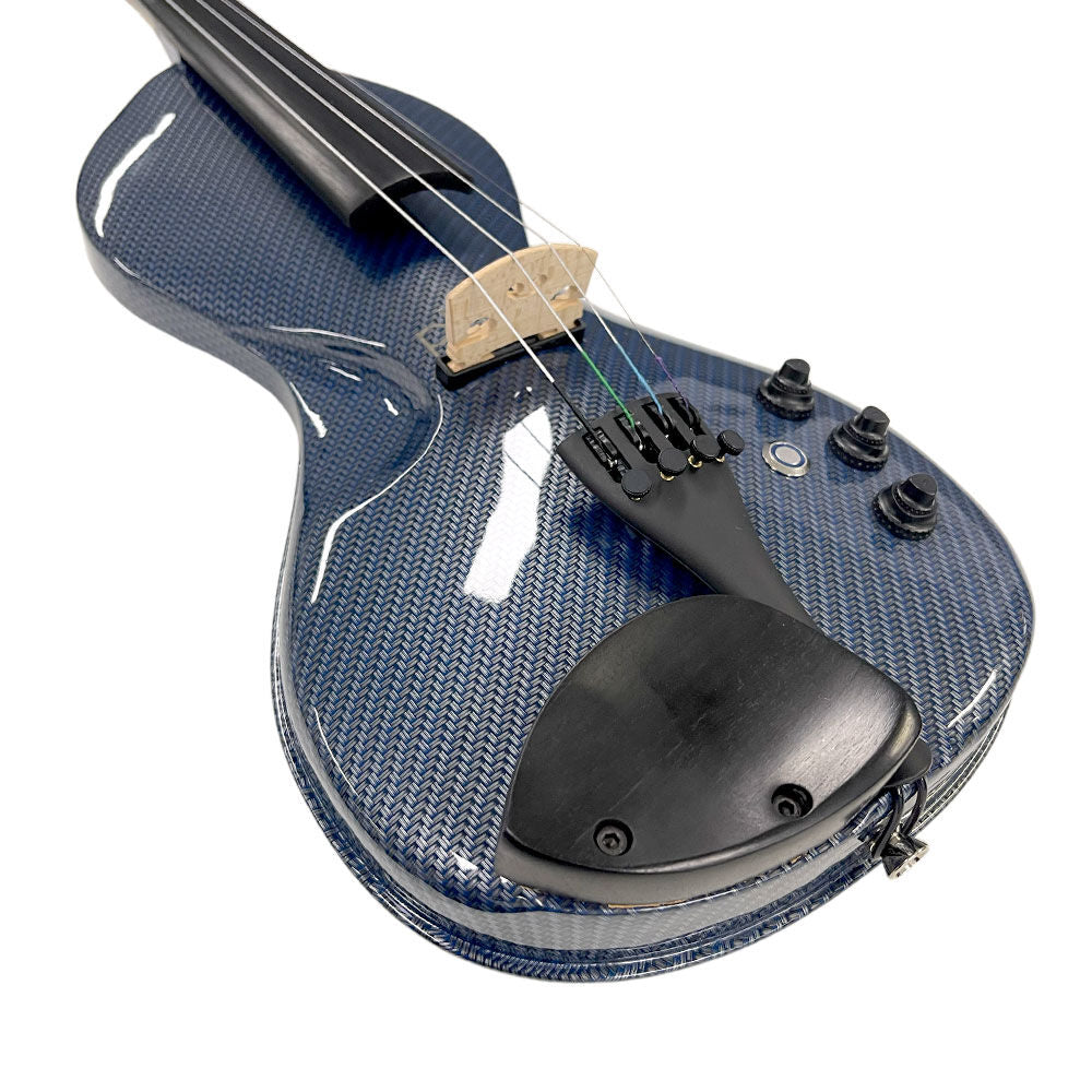 PHOS Electric Violin with Shadow Active Preamp in Textured Blue Case — view 3