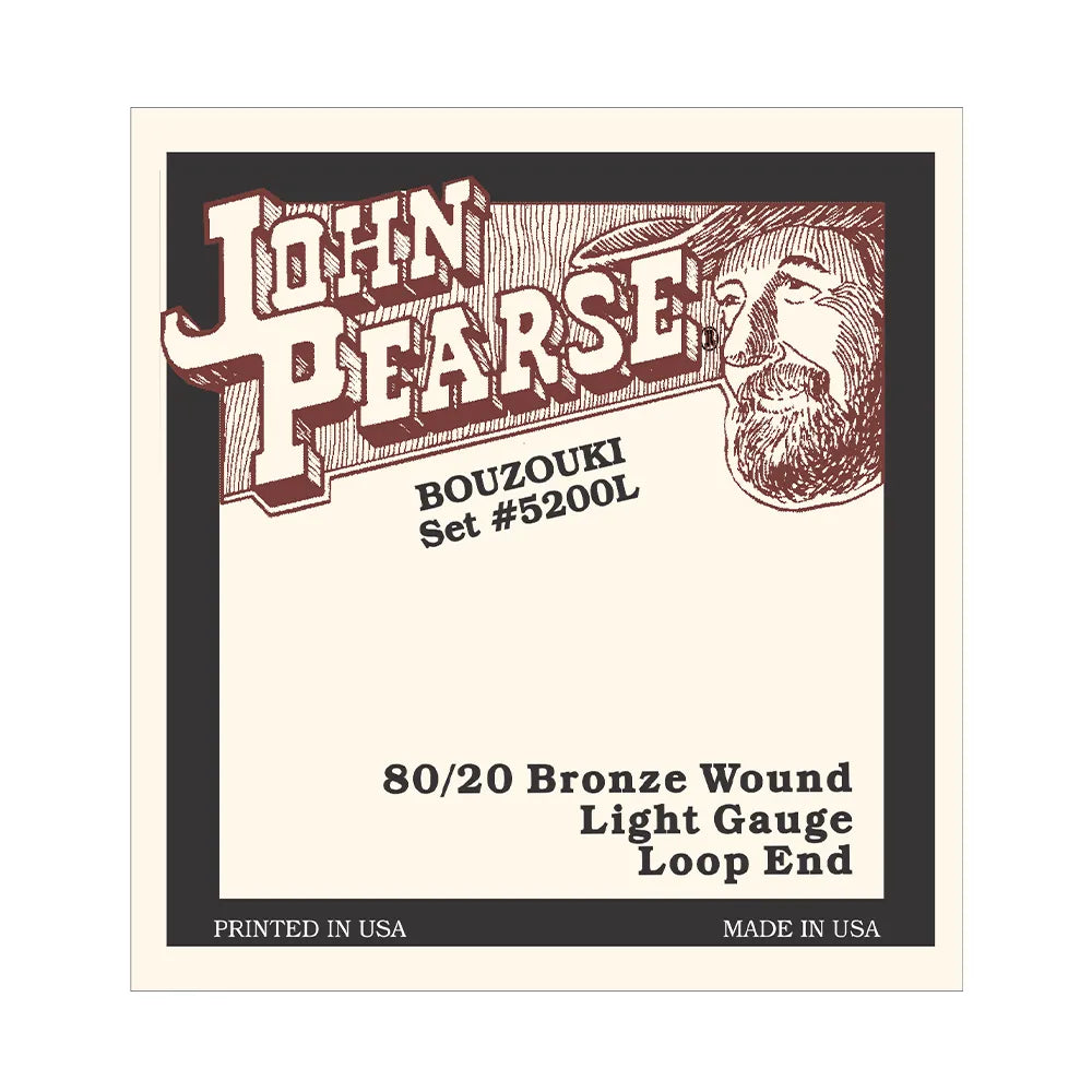 John Pearse 5200L Irish Bouzouki Strings 80/20 Bronze Loop Ends (11-40)