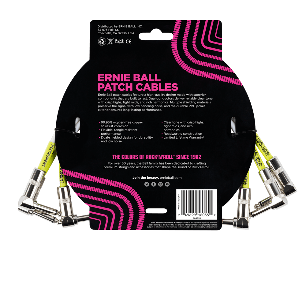 Ernie Ball Angle / Angle Patch Cable 3 Pack, White, 30cm Length — view 2