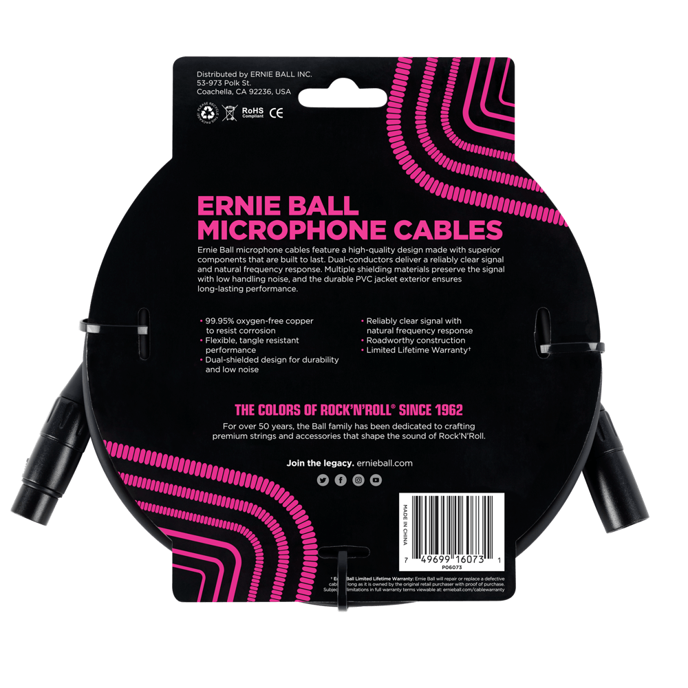 Ernie Ball 7.5 Meter Male / Female XLR Microphone Cable — view 2