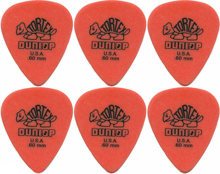 6 x Jim Dunlop Tortex Standard .60MM Gauge Guitar Picks 418R Orange