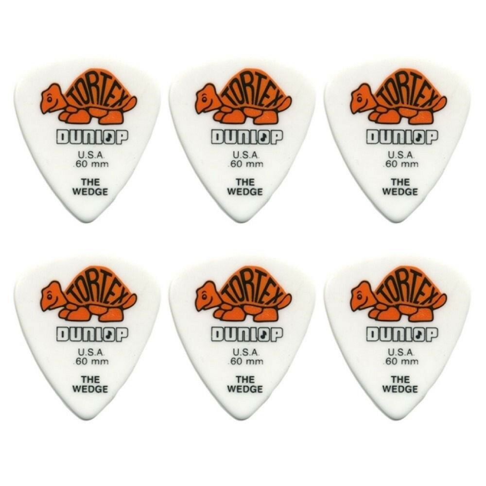 6 x Jim Dunlop Tortex Wedge 0.60mm Guitar Picks 424R USA Basic Pack
