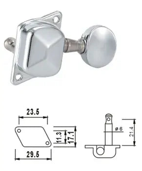 Dr Parts 645 Machine Heads Set Singles 3-A-Side Round Buttons
