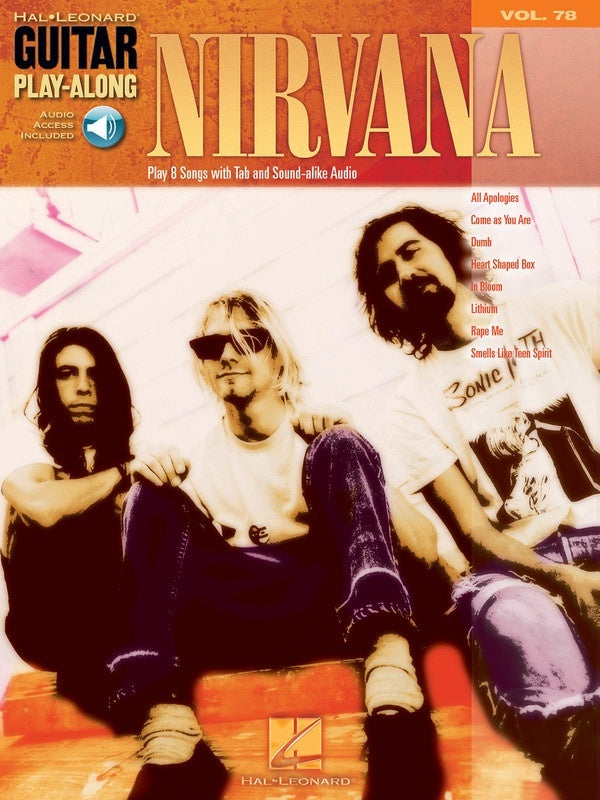 Nirvana Guitar Play-Along V78 BK/OLA - 8 Songs, Standard Notation & TAB, Includes Audio Access and Playback+ Features, 56 Pages