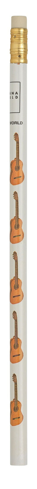 Guitar Pencil White with Classical Guitars and Eraser, HB, Lightweight, Easy to Hold