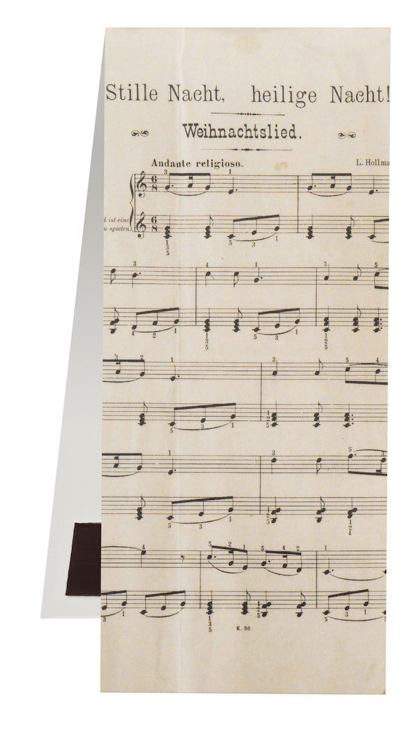 Magnetic Christmas Inspired Bookmark - Silent Night Manuscript, 10.5 x 4.4cm
